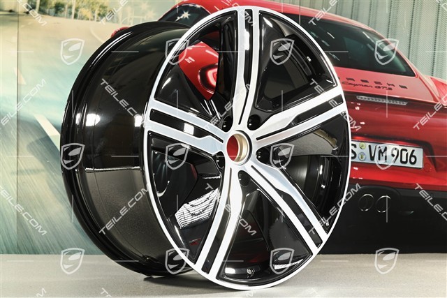 22" felgi Macan Exclusive Design, komplet, 9J x 22 ET29 + 11J x 22 ET47, czarny wysoki połysk