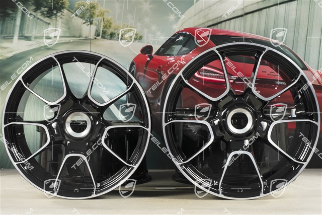 20"+21" Turbo S Exclusive Design Felgensatz, 9,5J x 20 ET44 + 12J x 21 ET70, Schwarz Hochglanz