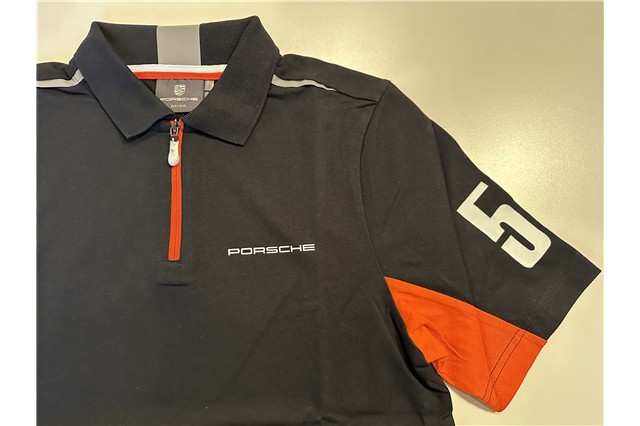 Men's polo shirt, black/red, size S