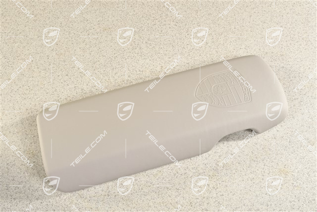 Armrest Lid with embossed Porsche crest, Platinum Grey