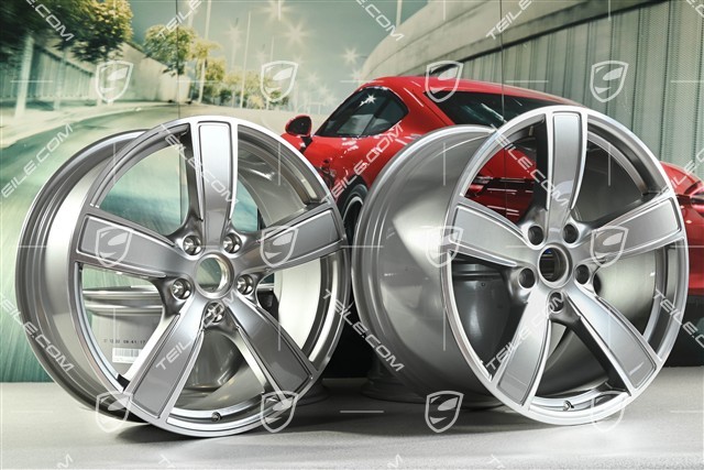 20" Felgensatz Carrera Sport, 8,5J x 20 ET57 + 10,5J x 20 ET47, Platinsilber Metallic