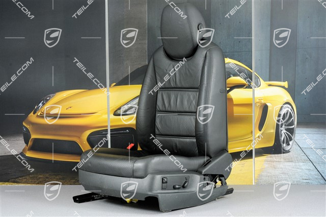 Seat, el. adjustable, lumbar, ruffled leather, black, L