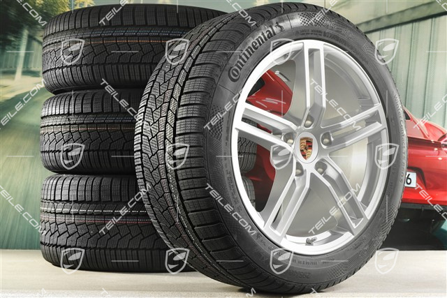 19-inch Panamera Winter wheel set, wheel rims 9J x 19 ET64 + 10,5J x 19 ET62 + Continental Winter Contact TS860 S winter tyres 265/45 R19 + 295/40 R19, silver