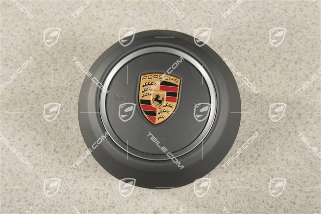 Airbag kierowcy / poduszka powietrzna, skóra, Czarny/Ciemno-Srebrny