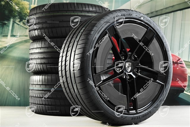 21" Exclusive Design Sommerräder Satz, Felgen 9,5J x 21 ET60 + 11,5J x 21 ET66 + NEUE Goodyear Eagle F1 Asymmetric 3 Sommerreifen 265/35 R21 + 305/30 R21, mit Carbon Aeroblades