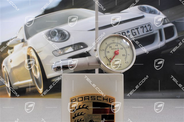 Manometer / Reifendruckprüfer Porsche Classic, mit Lederhülle