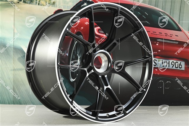 20"+21" GT3 Felgen Satz, 9,5J x 20 ET46 + 12J x 21 ET45, in Schwarz Seidenmatt, Rand in Weiß