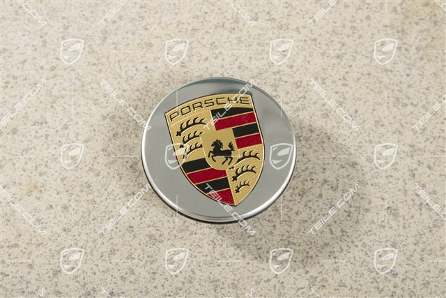 Zierdeckel für Zentralverschluss, Turbo S, farbiges Porsche Wappen