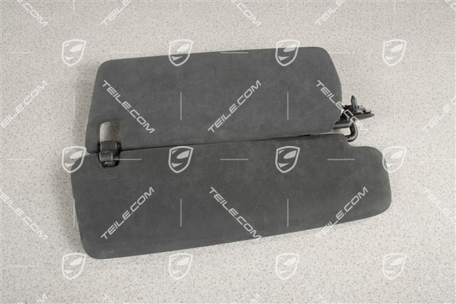Sonnenblende, mit Spiegel, Schwarz, Alcantara, L