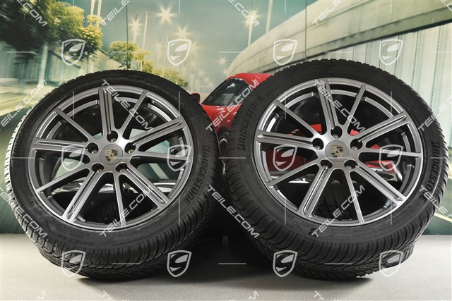 20-inch Panamera Turbo Winter wheel set, wheel rims 9,5J x 20 ET71 + 10,5J x 20 ET71 + Bridgestone winter tyres 275/40 R20 + 315/35 R20, Adamantium