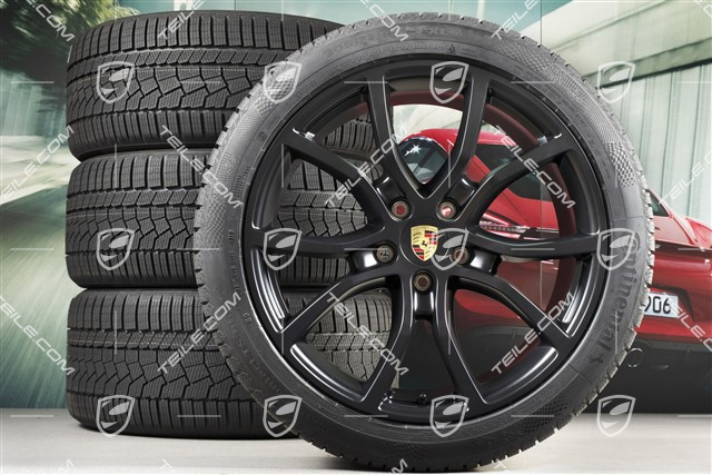 21-inch Cayenne COUPE Exclusive Design winter wheel set, rims 9,5J x 21 ET46 + 11,0J x 21 ET49 +  Continental winter tyres 275/40 R21 + 305/35 R21, with TPMS,  black satin-mat