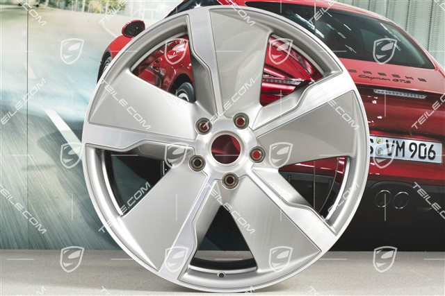 21" Felga Taycan Exclusive Design, 11,5J x 21 ET66, srebrna Platinum Silver, tylna, R