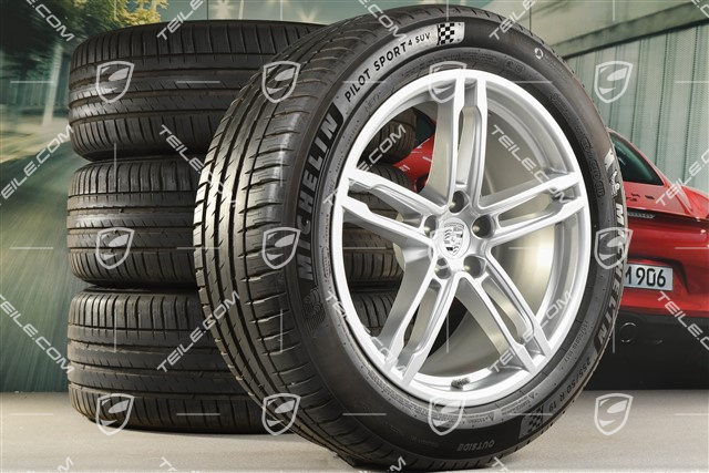 19-inch "Macan Turbo" summer wheels set, rims 8,5J x 19 ET21 + 9J x 19 ET21, summer tyres Michelin 235/55 R 19 + 255/50 R 19, with TPMS