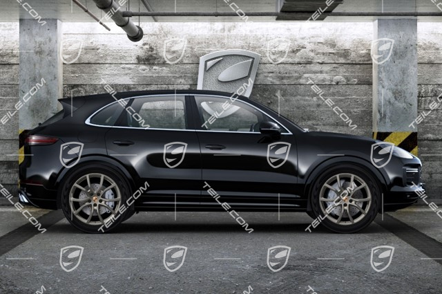 21" koła letnie Cayenne Exclusive Design, komplet, felgi 9,5J x 21 ET46 + 11,0J x 21 ET58 + opony letnie Pirelli P Zero 285/40 R21 + 315/35 R21, z czujnikami ciśnienia, Platinum półmat satyna