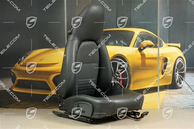 Fotel, regulowane manualnie, podgrzewane, skóra, czarne, uszkodzony, R