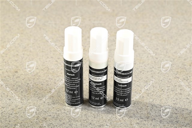 Paint touch-up applicator (Primer, base coat, Clear lacquer) Carrara White Metallic 2Y