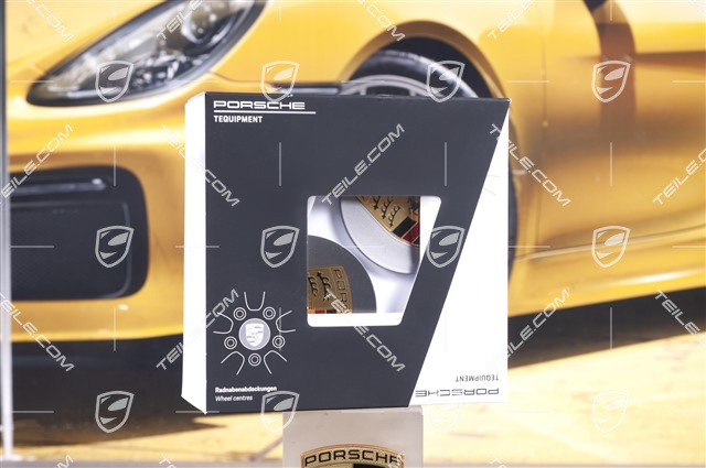 Radzierdeckel Satz, Platinsilber, Wappen farbig, für 20-/21-Zoll Exclusive Design Felgen