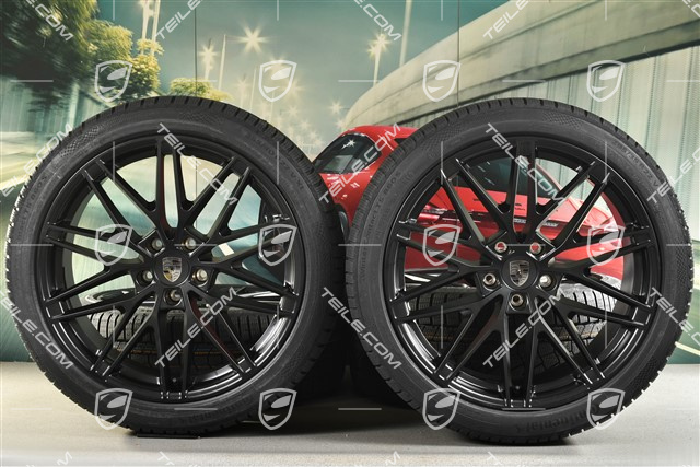 22" koła zimowe RS Spyder Design, felgi 9J x 22 ET29 + 11J x 22 ET47 + NOWE opony zimowe Continental 255/40 R22 + 295/35 R22, czarny satynowy półmat