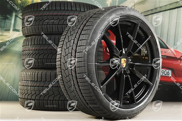 20/21-inch Carrera S winter wheel set, wheel rims 8,5J x 20 ET53 + 11J x 21 ET66 + Continental winter tyres 245/35 R20 + 295/30 R21, in black high gloss