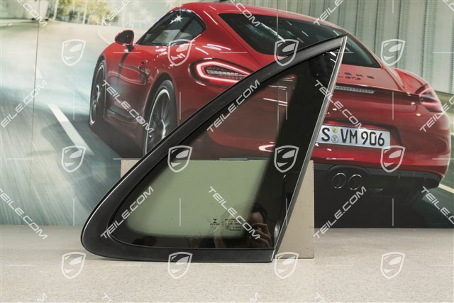 Side window with moulding, aluminium package Black matte, Green heat-Insulating glass in rear, R