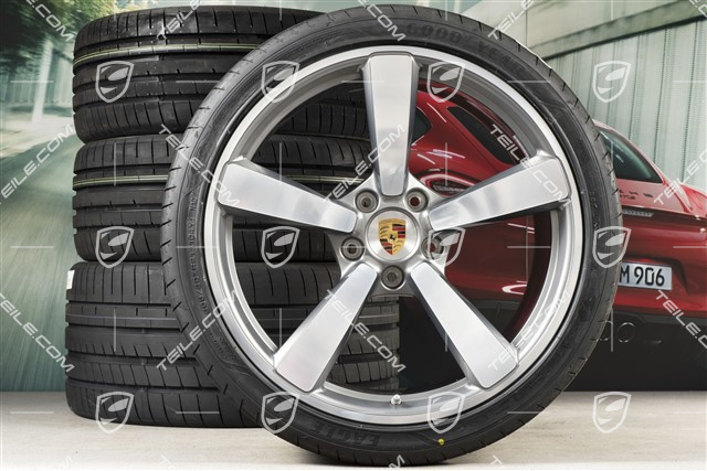 20+21-inch summer wheel set Carrera Exclusive Design, rims 8,5J x 20 ET53 + 11,5J x 21 ET67 + NEW Goodyear summer tyres 245/35 R20 + 305/30 R21, with TPM