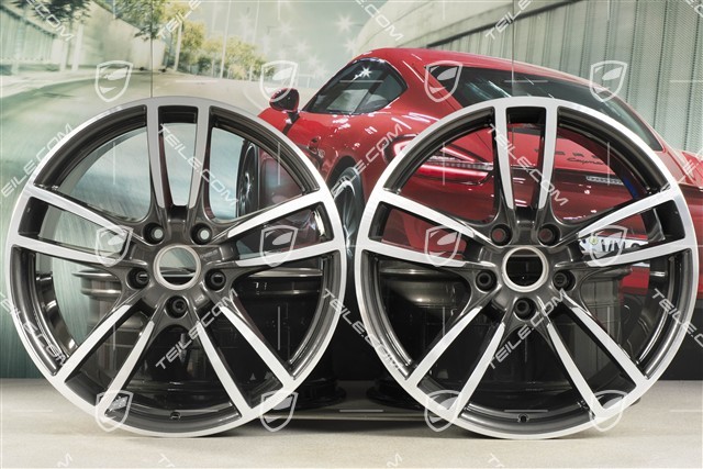 20-inch Cayenne Sport wheel rim set, 10,5J x 20 ET55 + 9J x 20 ET50, Titanium