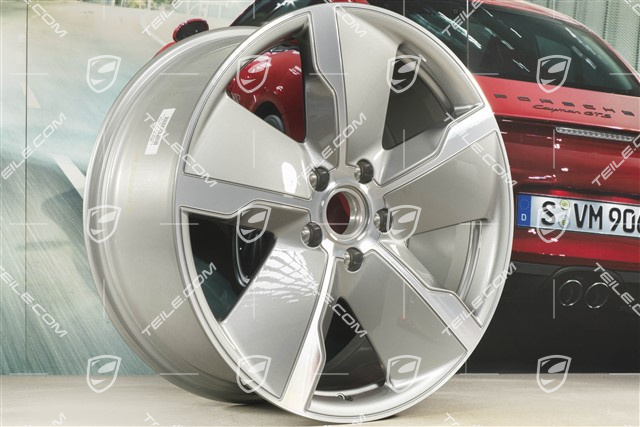 21" Felge Taycan Exclusive Design, 9,5J x 21 ET60, platinsilber, vorn, R