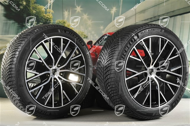 21-inch Macan Design winter wheel set, rims 8,5J x 21 ET27 + 10,5J x 21 ET47 + NEW Michelin Pilot Alpin 5 SUV winter tyres 255/45 R21 + 285/40 R21, black high gloss