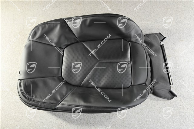 Lehnenbezug, Glattleder, Komfortsitz, Schwarz, L