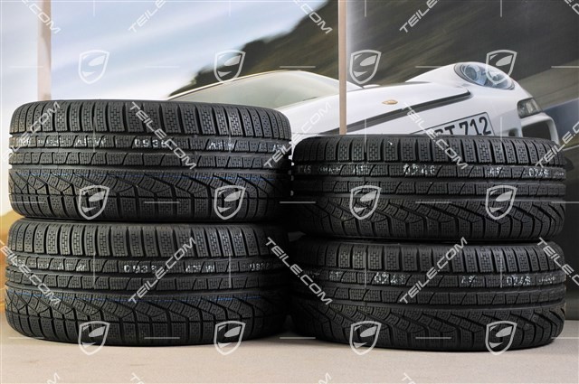 18" Boxster Winterräder Satz, 8J x 18 ET57 + 9J x 18 ET47 + NEUE Winterreifen Pirelli Sottozero II 235/45 R18 + 265/45 R18, mit RDK-Sensoren