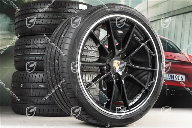 20-inch Carrera S III summer wheel set, 8,5J x 20 ET51 + 11J x 20 ET52 + tyres 245/35 ZR20 + 305/30 ZR20, with TPMS, black high gloss