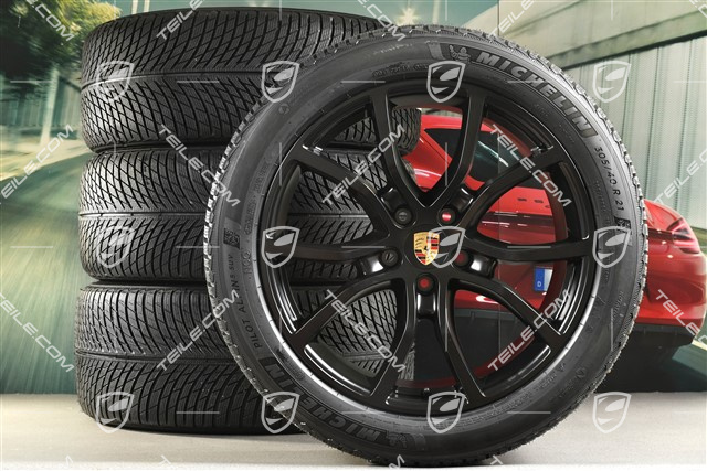 21-inch Cayenne Exclusive Design winter wheel set, rims 9,5J x 21 ET46 + 11,0J x 21 ET58 + Michelin winter tyres 285/45 R21 + 305/40 R21, with TPMS, black satin-mat