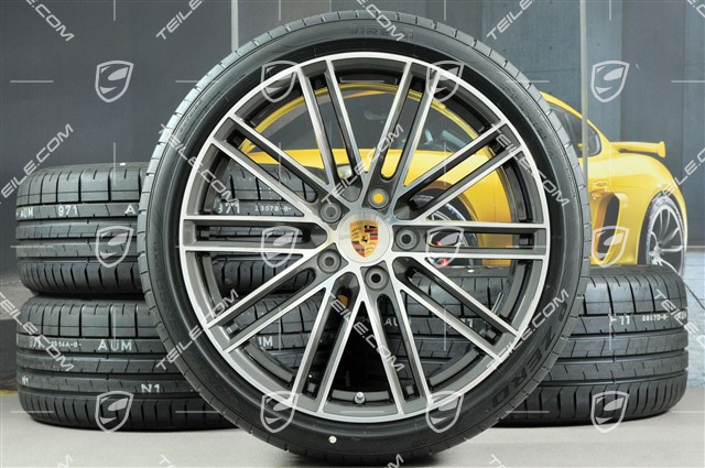 20" Turbo IV koła letnie komplet, felgi 8,5J x 20 ET57 + 10,5J x 20 ET47 + opony letnie Pirelli 235/35 ZR20 + 265/35 ZR20, z czujnikami ciśnienia