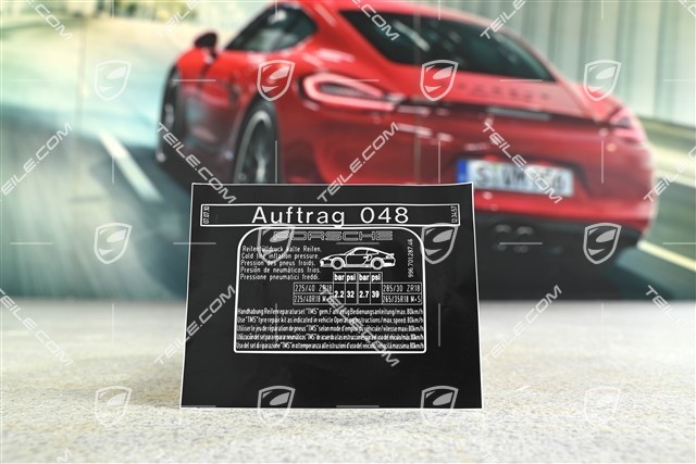 Aufkleber / Klebeschild Reifen- und Ladeinformation, GT3