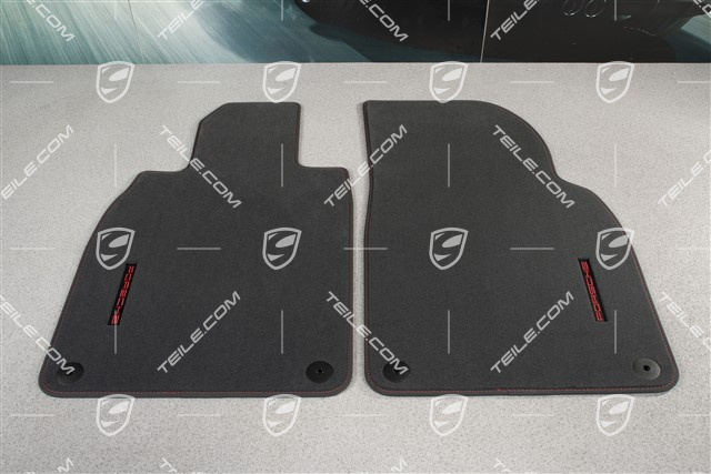 Komplet dywaników podłogowych, przód, (L+R), czarno-czerwone Black/Carmine Red