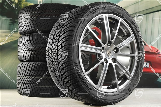 20-inch Panamera Turbo Winter wheel set, wheel rims 9,5J x 20 ET71 + 10,5J x 20 ET71 + Bridgestone winter tyres 275/40 R20 + 315/35 R20, Adamantium