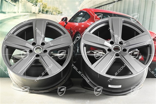 22" Komplet felg Cayenne Exclusive Design Sport, 10J x 22 ET48 +11,5J x 22 ET61, vesuvgrau