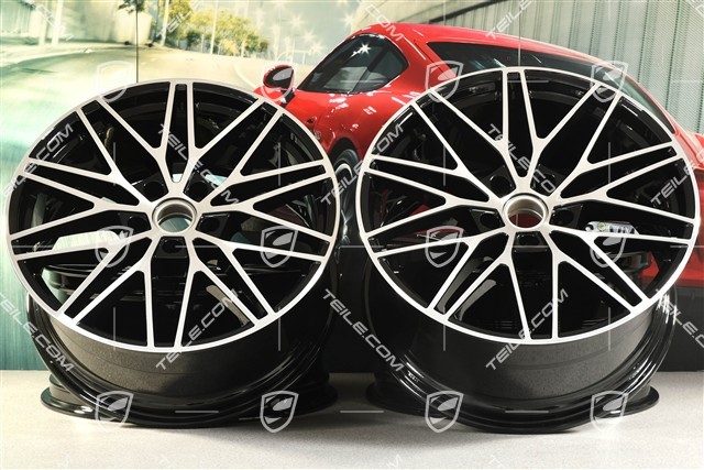21-inch wheel rim set Cayenne RS Spyder Design, 11J x 21 ET58 + 9,5J x 21 ET46, black high gloss