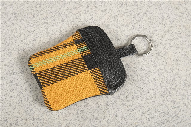 Porsche Classic Etui na klucze, z wytłoczonym herbem Porsche, pomarańczowa krata