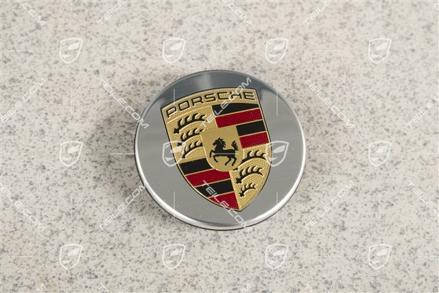 Zierdeckel für Zentralverschluss, Turbo S, farbiges Porsche Wappen