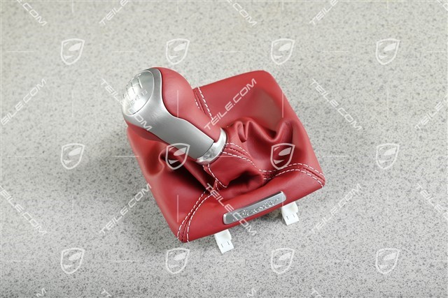 Schalthebelknopf, Bordeauxrot Leder / Carbon, 6-gang schaltgetriebe