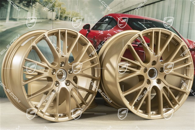 21" Komplet felg Panamera Exclusive Design Sport, 9,5J x 21 ET71 + 11,5J x 21 ET69, Aurum satynowy półmat