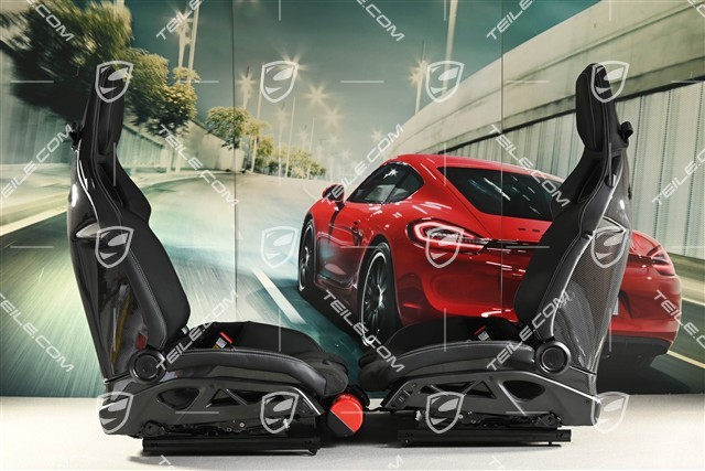 GT3 Klappschalensitze, Carbon, Stoff+Leder, schwarz/silber, Satz (links + rechts)