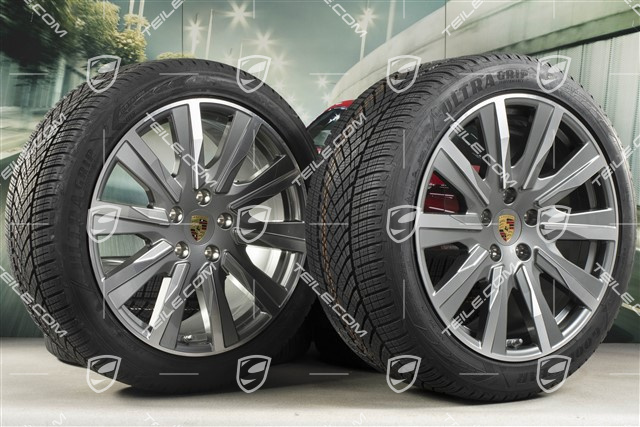 20" Taycan Tequipment Design Winterräder Satz, Felgen 9J x 20 ET54 + 11J x 20 ET60 + NEUE Goodyear Winterreifen 245/45 R20 + 285/40 R20