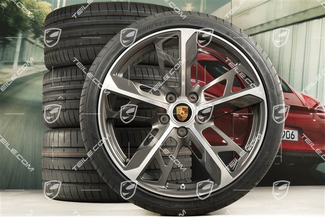 21" Cross Turismo Design summer wheel set, rims 9,5J x 21 ET60 + 11,5J x 21 ET66 + NEW Goodyear summer tyres 265/35 R21 + 305/30 R21, Titan Grey