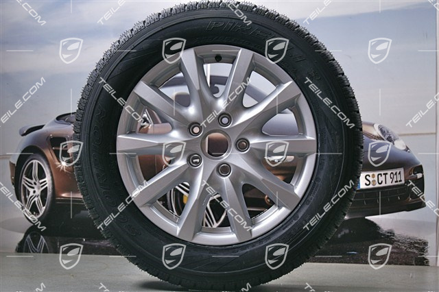 18" Koła zimowe Cayenne, 4x felgi 8 J x 18 ET 53 + 4x opony Pirelli 255/55 R 18 109V XL M+S, z czujnikami ciśnienia RDK