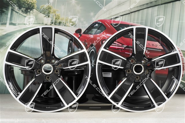 22" Komplet felg Cayenne Sport Classic, 10J x 22 ET48 + 11,5J x 22 ET61, czarny perłowy metalik / Jet Black Metallic