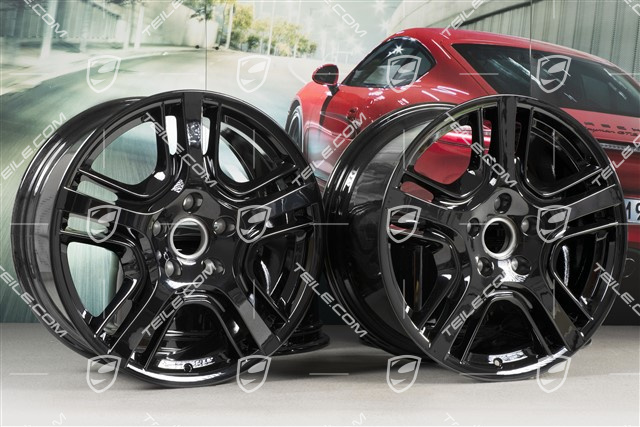 19" Komplet felg Panamera Design, 10J x 19 ET61 + 9J x 19 ET60, czarny wysoki połysk