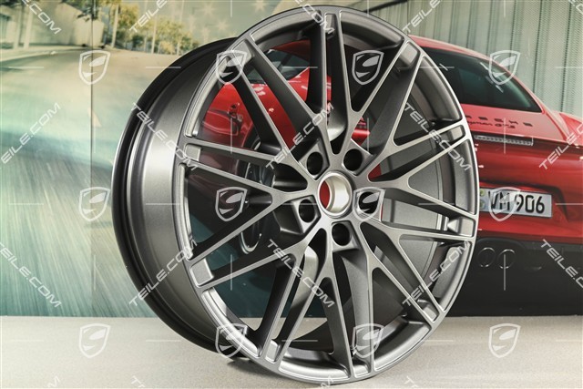 22-inch Macan RS Spyder Design wheel rim, 9J x 22 ET29, vesuvio grey