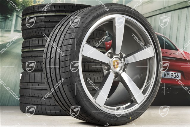 20+21-inch summer wheel set Carrera Exclusive Design, rims 8,5J x 20 ET53 + 11,5J x 21 ET67 + NEW Goodyear summer tyres 245/35 R20 + 305/30 R21, with TPM